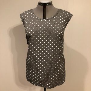 Merona Gray Sleeveless Blouse w/ Navy & White (L)